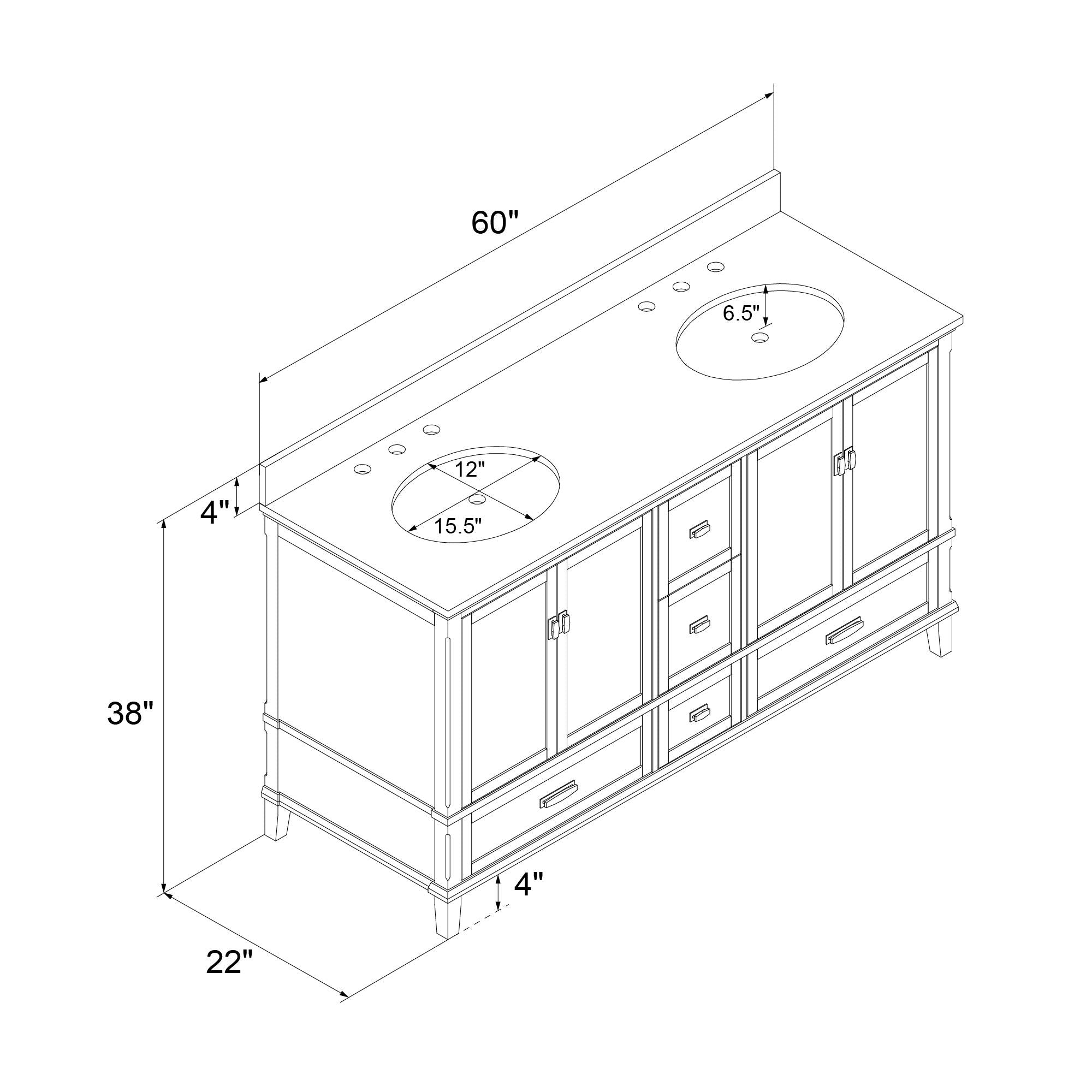 DHP Otum 60" Bathroom Vanity - Gray - 60"