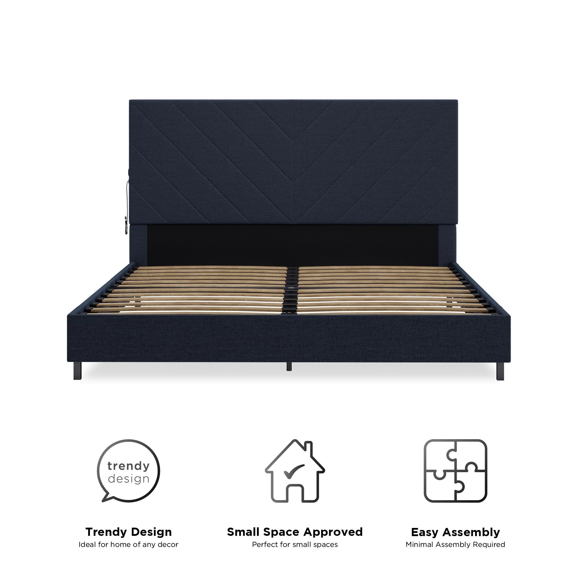 DHP Paxson Futon Sofa Bed with USB - Navy - Queen