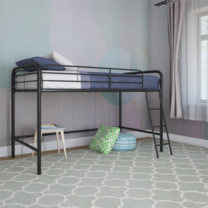 DHP Jett Junior Twin Metal Loft Bed, Black - Black - Twin