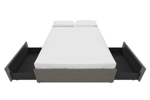 DHP Maven Bed Frame with Storage - Grey Linen - Queen