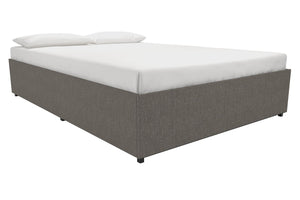DHP Maven Bed Frame with Storage - Grey Linen - Queen