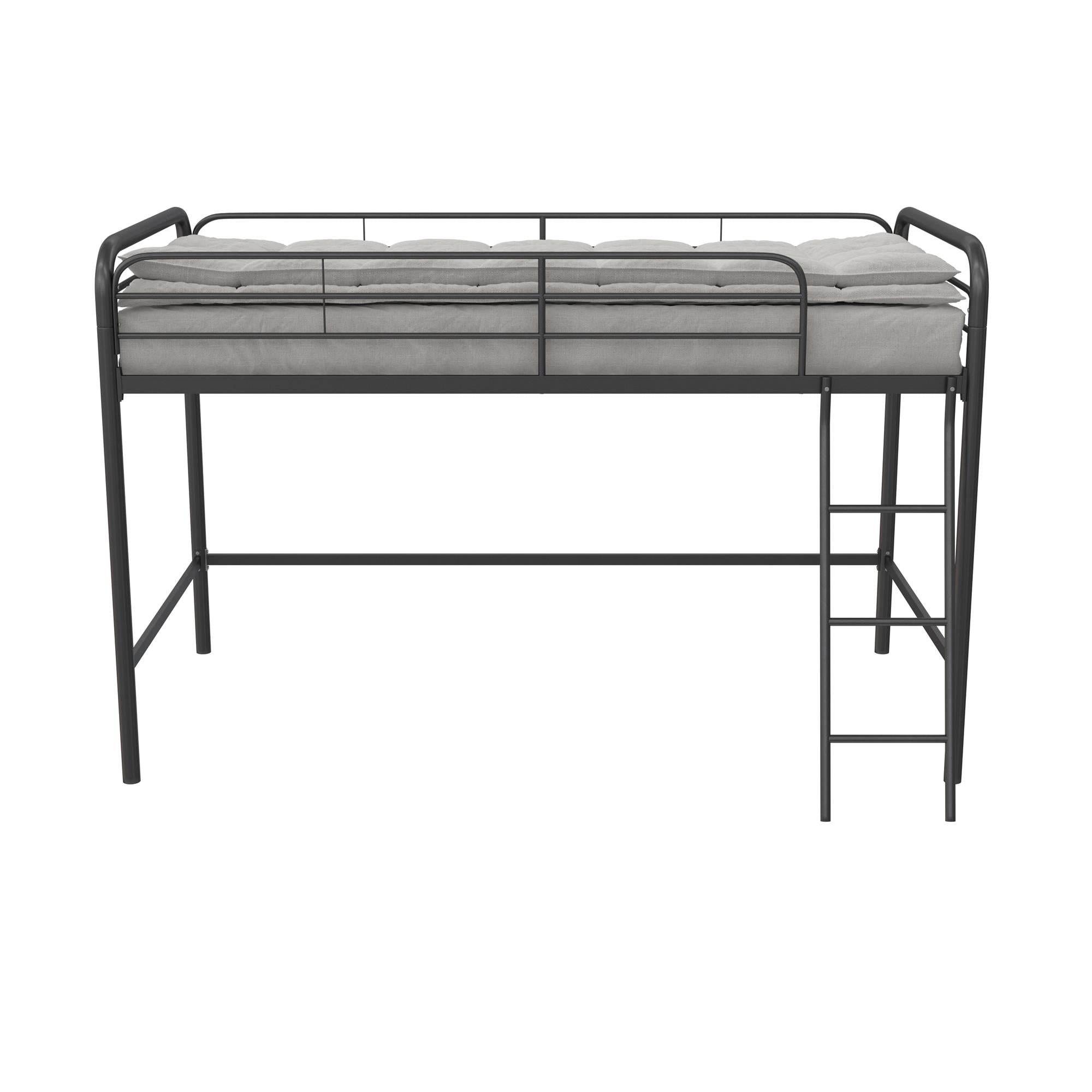 DHP Jett Junior Twin Metal Loft Bed, Black - Black - Twin