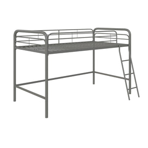 DHP Jett Junior Twin Metal Loft Bed, Silver - Silver - Twin