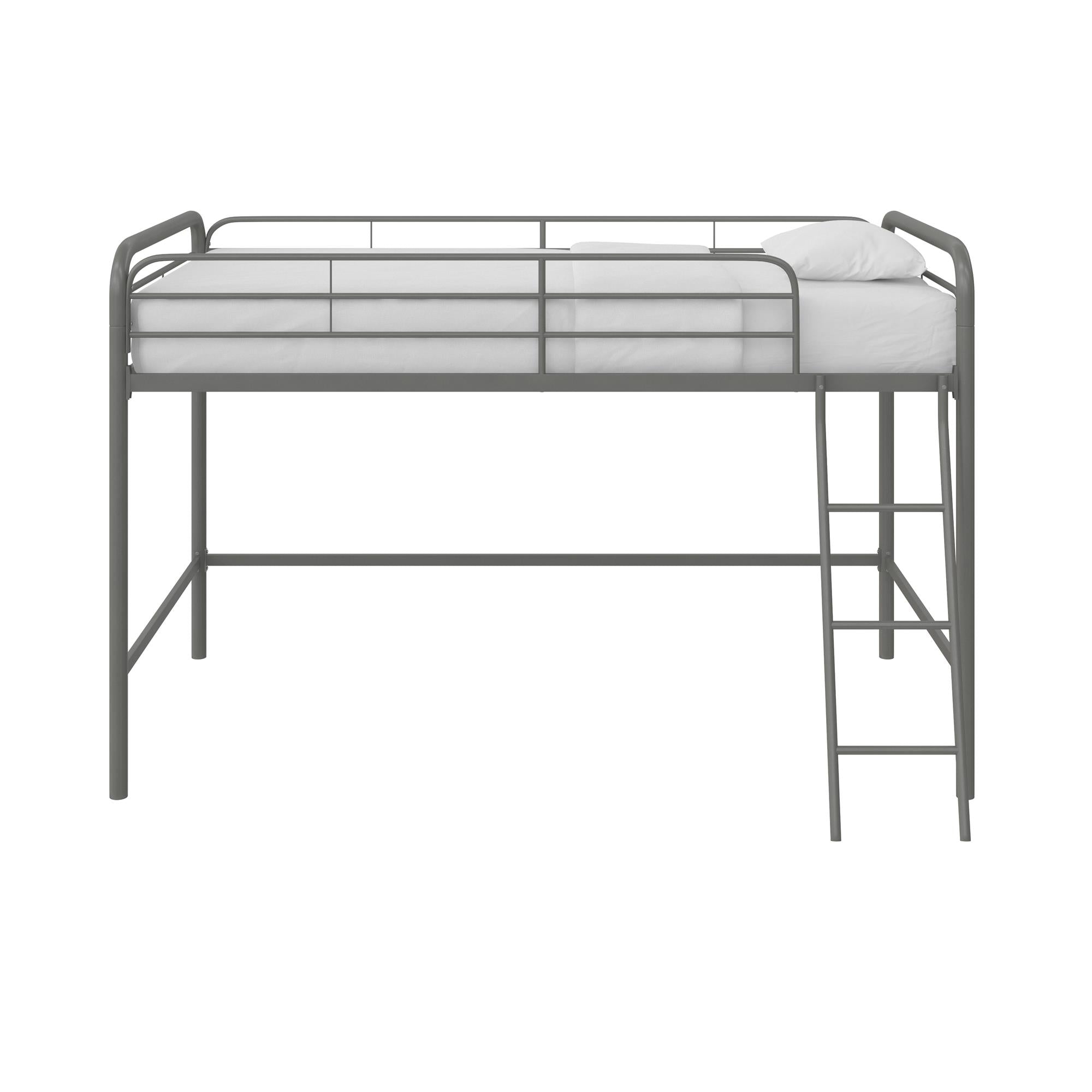 DHP Jett Junior Twin Metal Loft Bed, Silver - Silver - Twin