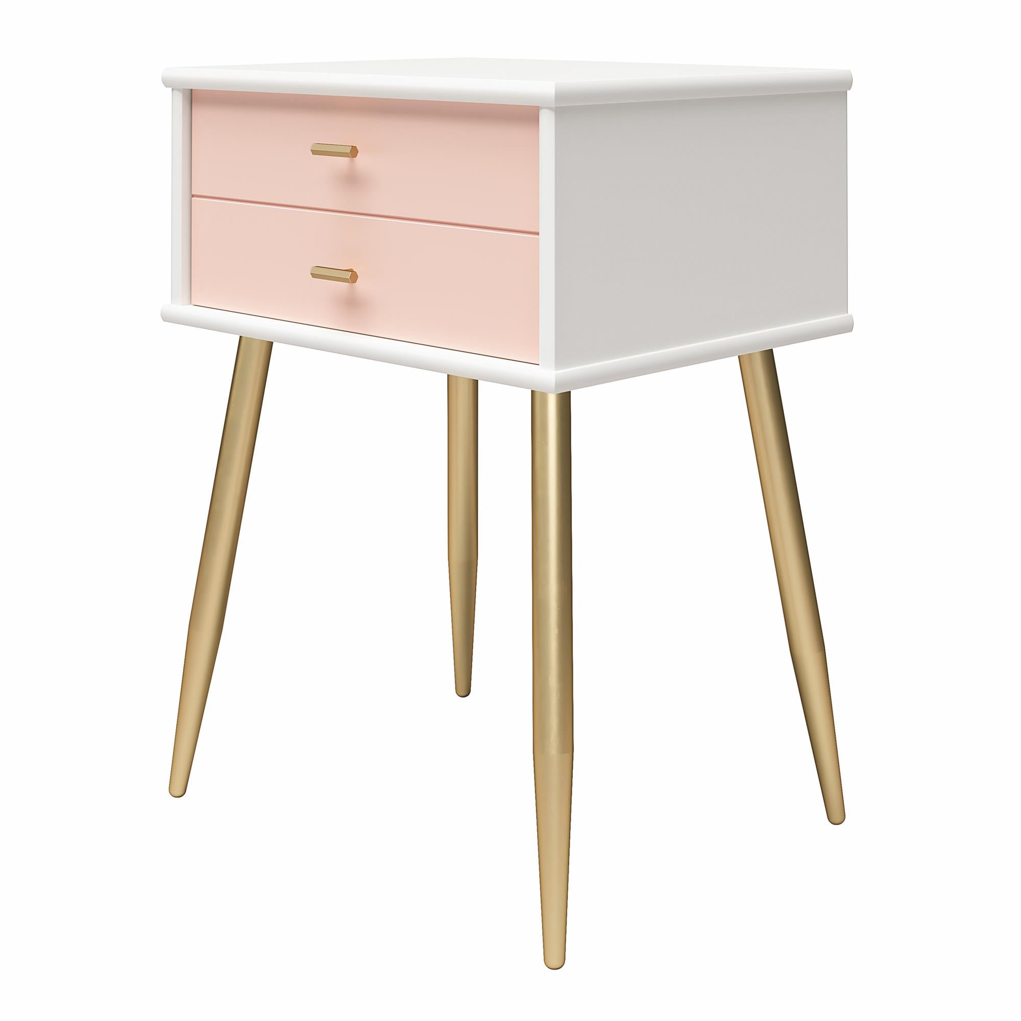 Valentina 1 Drawer Nightstand, White and Pink - Pale Pink