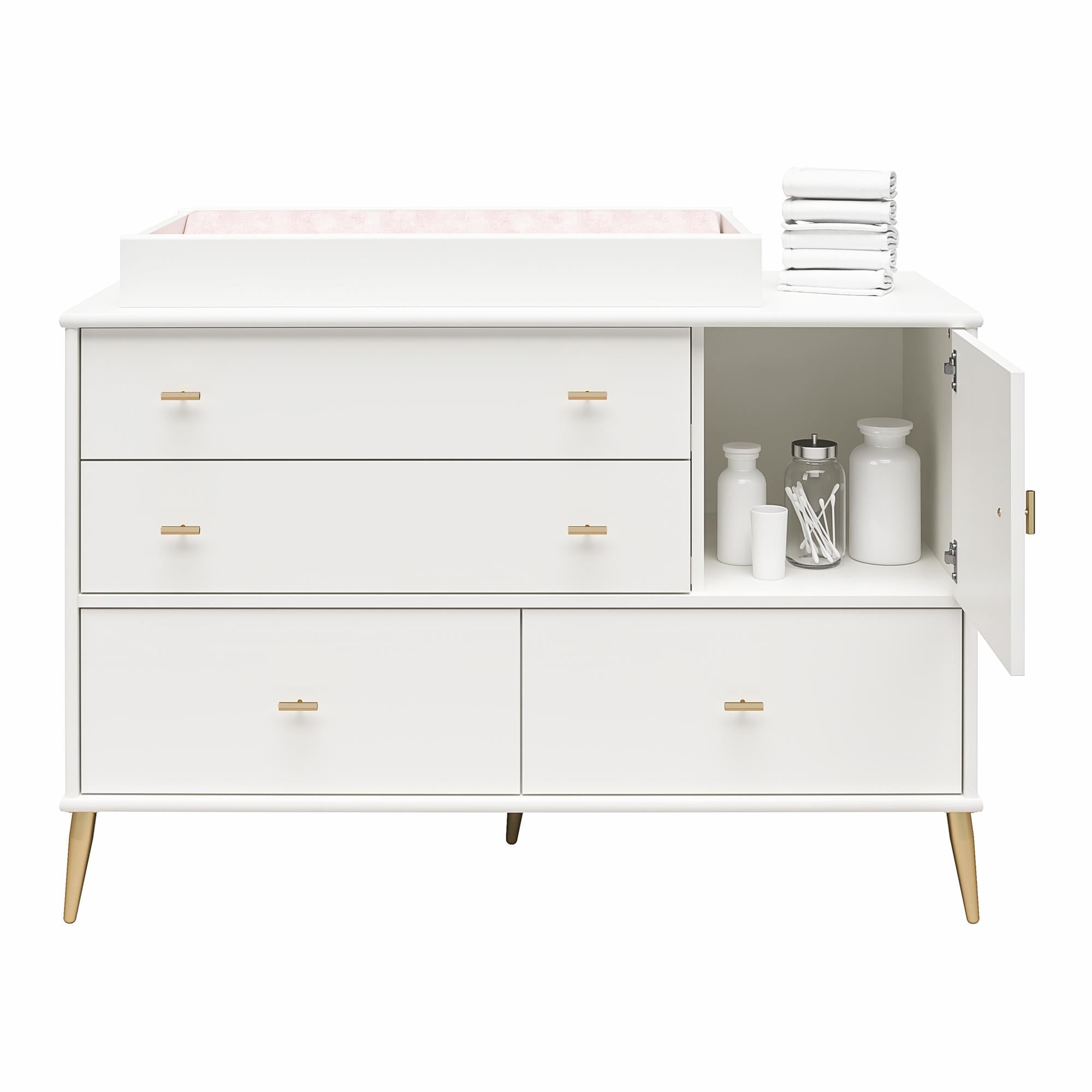 Valentina 4 Drawer/ 1 Door Convertible Dresser & Changing Table, White - White