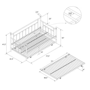 DHP Manila Metal Daybed with Trundle - Millennial Pink - Twin