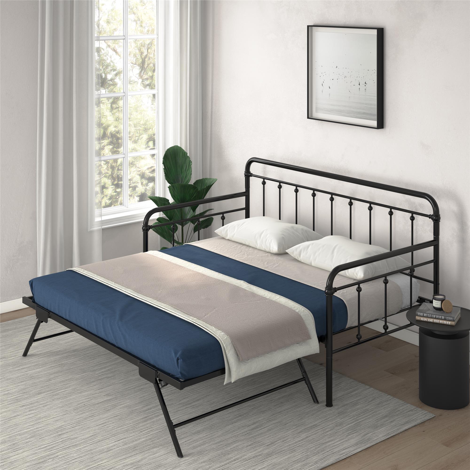 DHP Locky Metal Daybed with Pop Up Trundle - Black - Twin