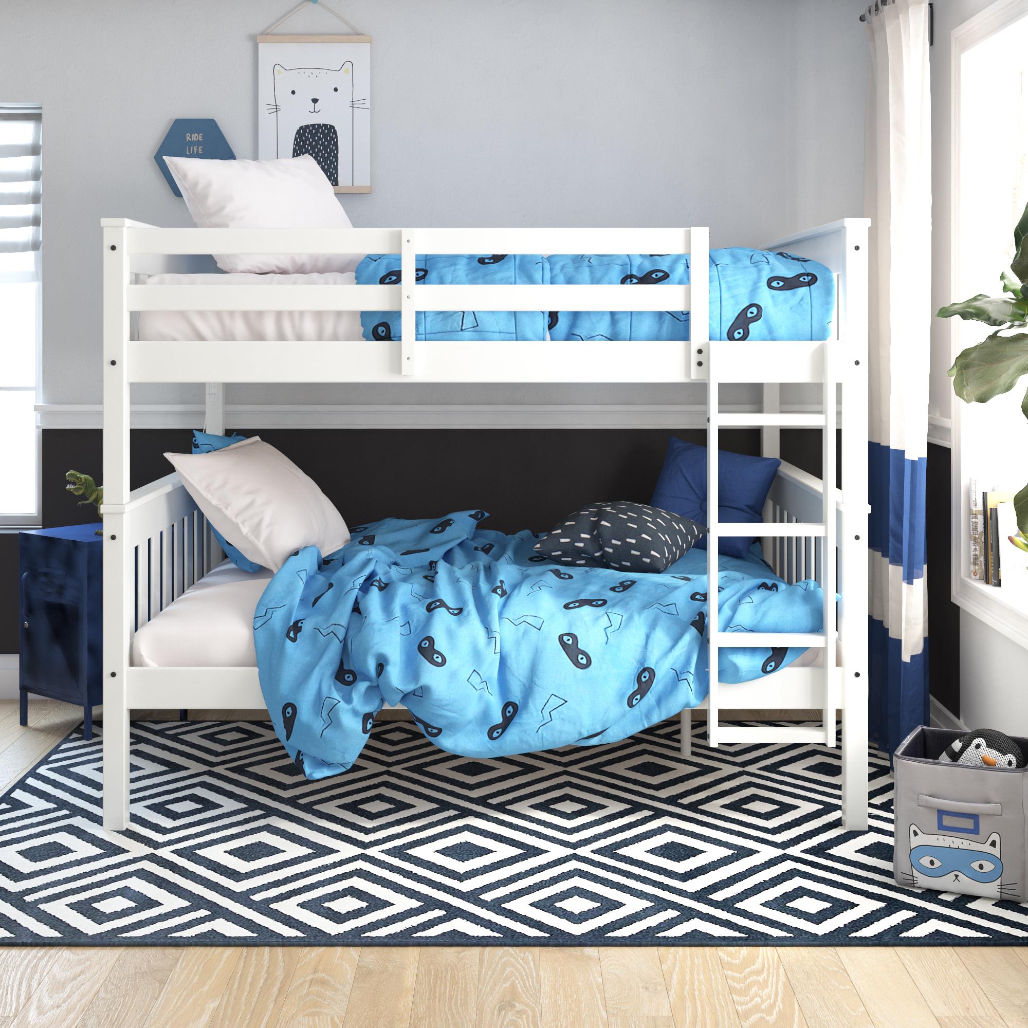 DHP Moon Kids' Wood Bunk Bed with USB - White
