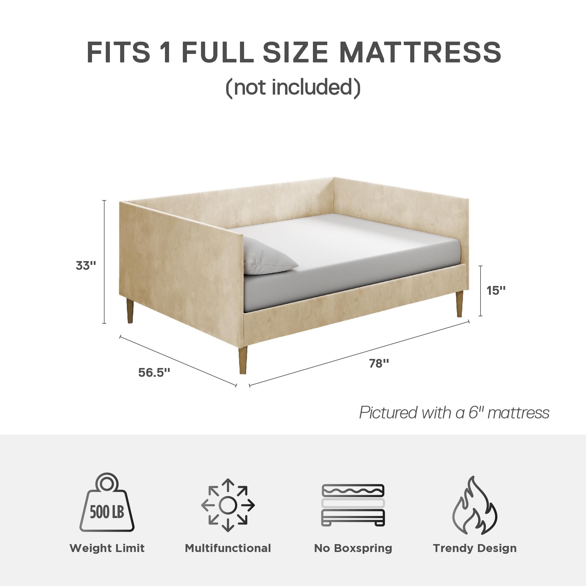 DHP Franklin Mid Century Daybed - Tan - Full