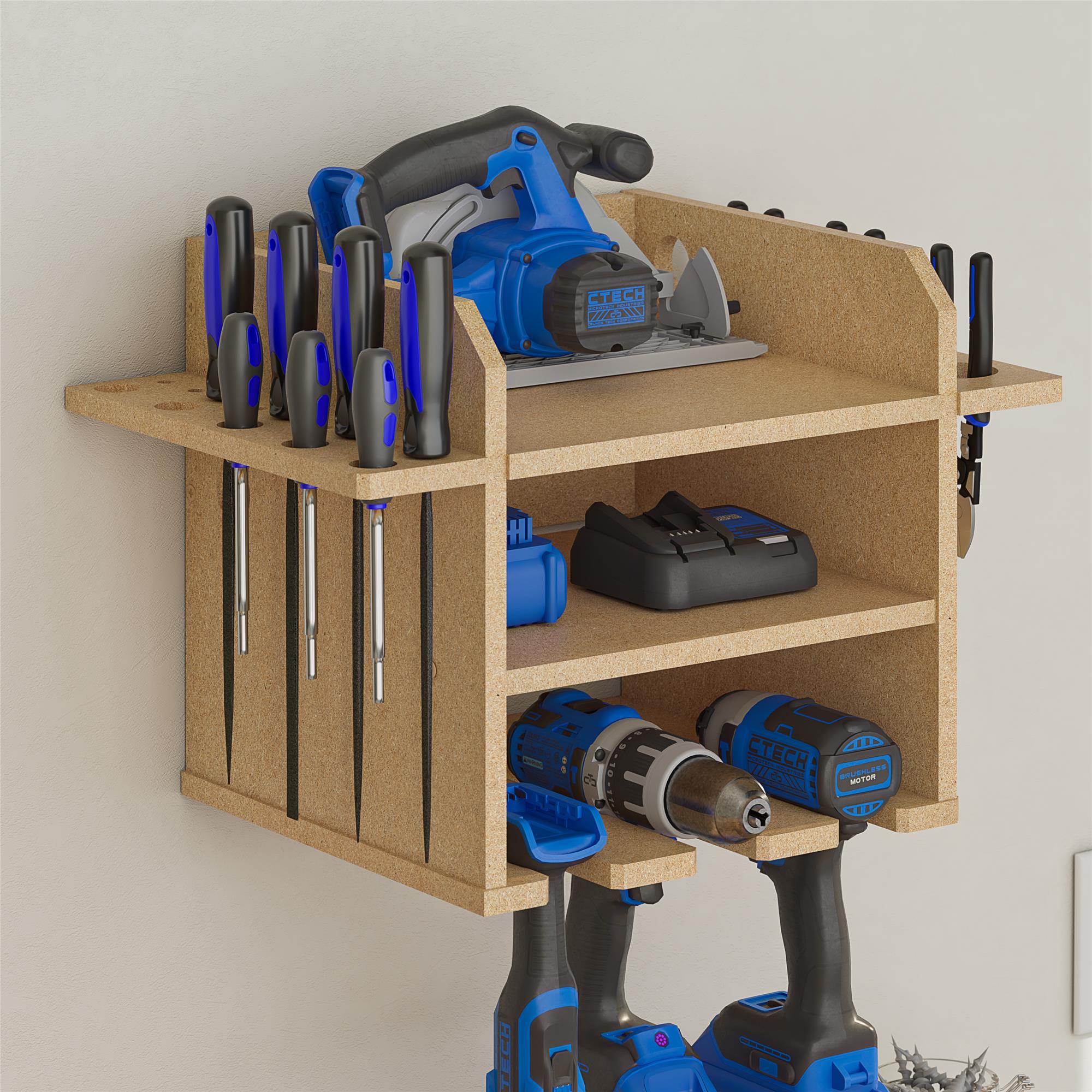Systembuild Evolution Benford Narrow Hanging Wall Mount Tool Organizer - Raw Board