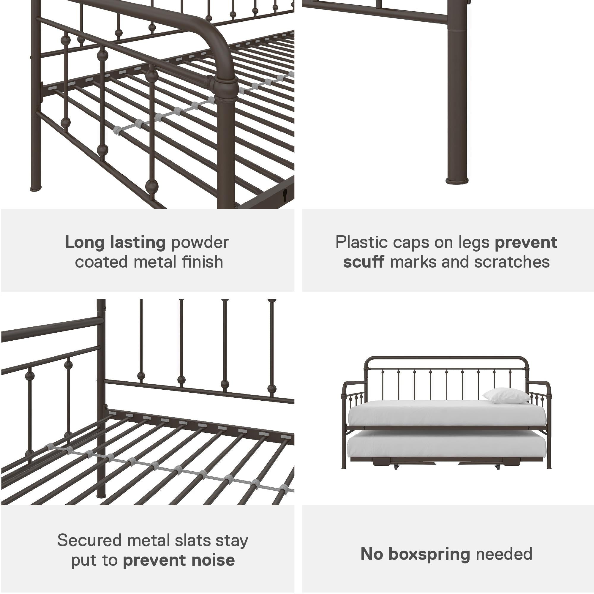DHP Locky Metal Daybed with Pop Up Trundle - Bronze - Twin