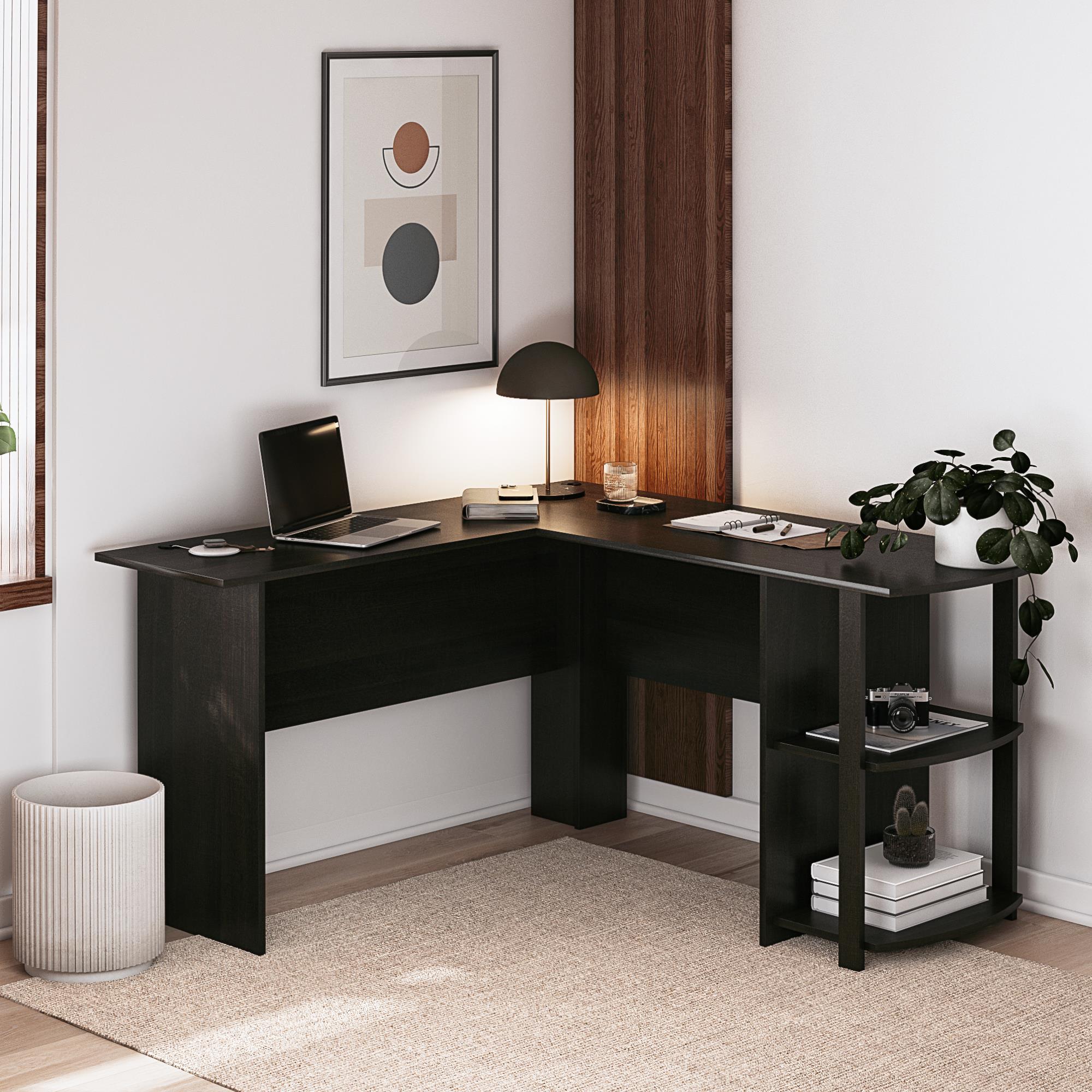 Ameriwood Home Dominic L-Desk with Side Storage Bookshelves - Espresso