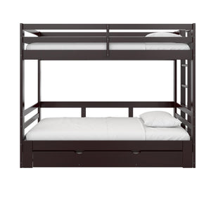 DHP Rhodes Extending Kids' Wood Bunk Bed with Storage - Brown - Twin-Over-Twin