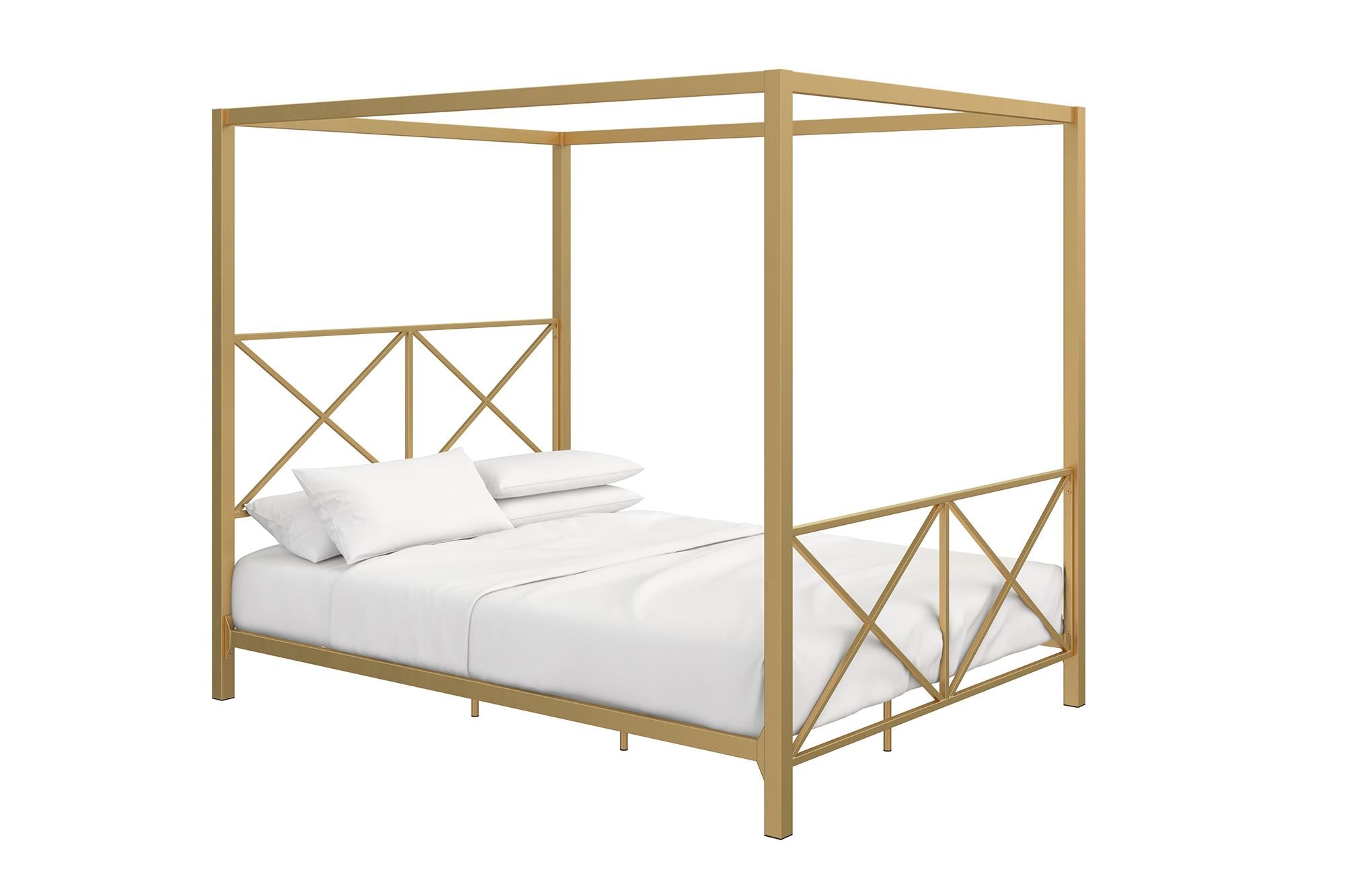 DHP Rosedale Metal Canopy Bed - Gold - Queen