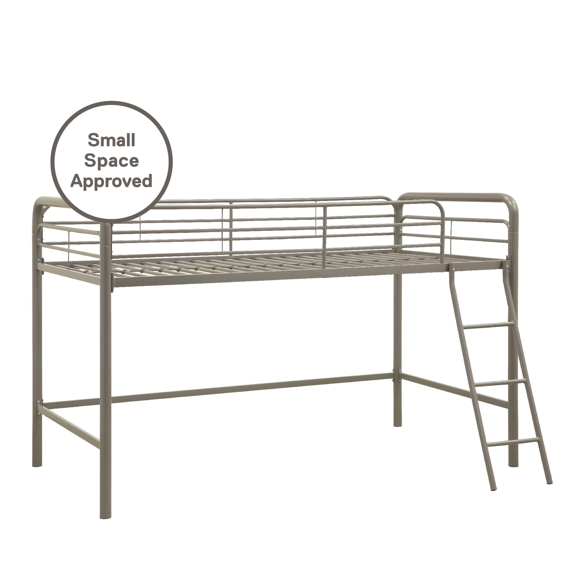 DHP Jett Junior Twin Metal Loft Bed, Silver - Silver - Twin