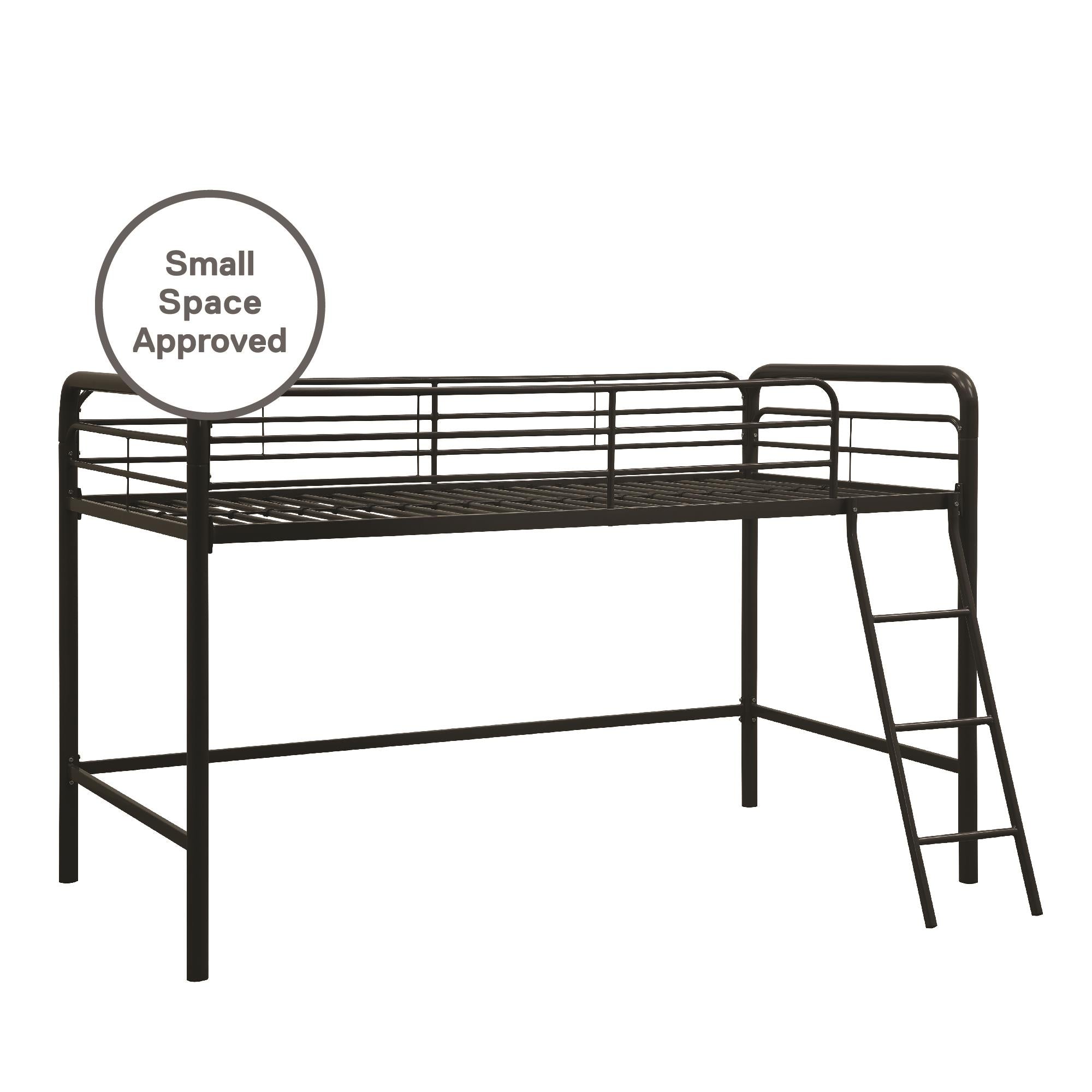 DHP Jett Junior Twin Metal Loft Bed, Black - Black - Twin